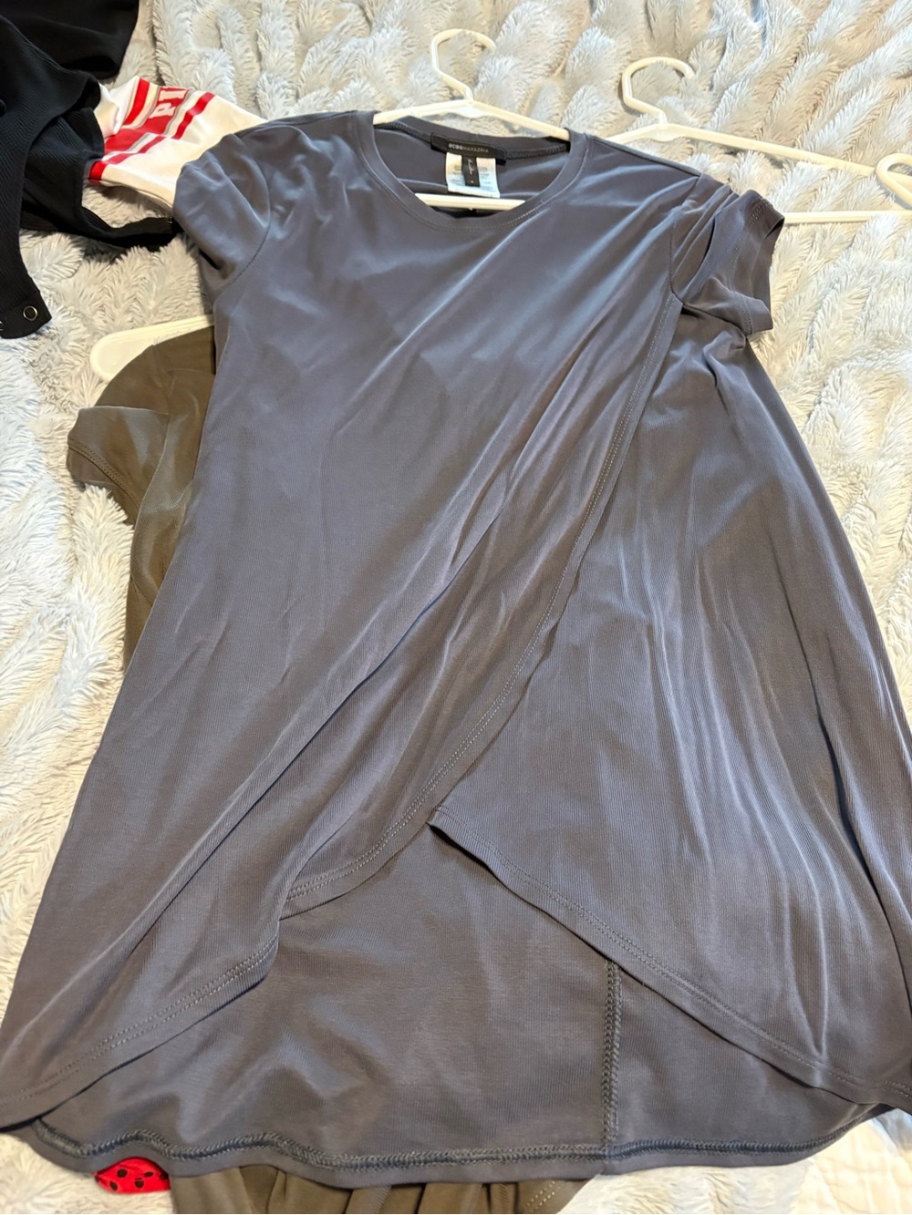 BCBGMaxAzria Slate Gray Draped Short-Sleeve Dress